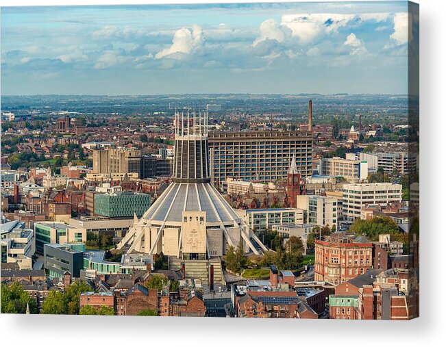 Liverpool Acrylic Print featuring the photograph Liverpool skyline rooftop view by Songquan Deng