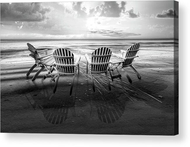 Black Acrylic Print featuring the photograph Living the Beach Life Black and White by Debra and Dave Vanderlaan
