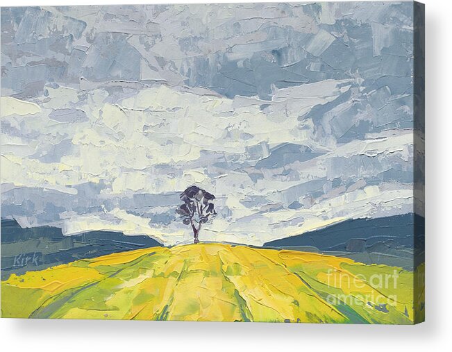 Oil Painting Acrylic Print featuring the painting Lone Tree, 2015 by PJ Kirk
