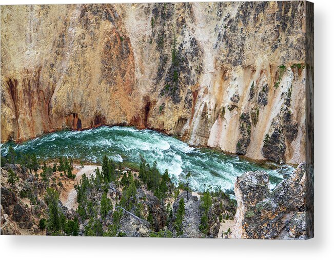 Yellowstone Acrylic Print featuring the photograph Looking 1000' into the Grand Canyon of the Yellowstone by Rose Guinther