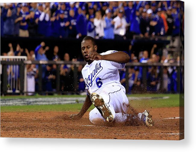 Game Two Acrylic Print featuring the photograph Lorenzo Cain and Billy Butler by Elsa