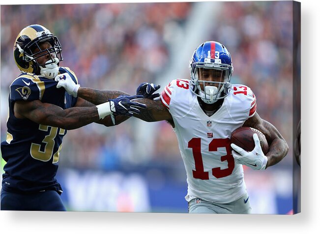 Odell Beckham Acrylic Print featuring the photograph Los Angeles Rams v New York Giants by Warren Little