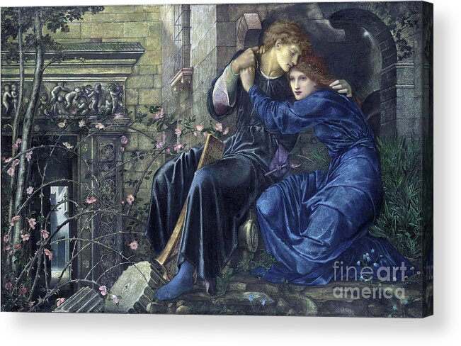 Pre-raphaelite Acrylic Print featuring the painting Love among the Ruins 1870 by Edward Coley Burne Jones