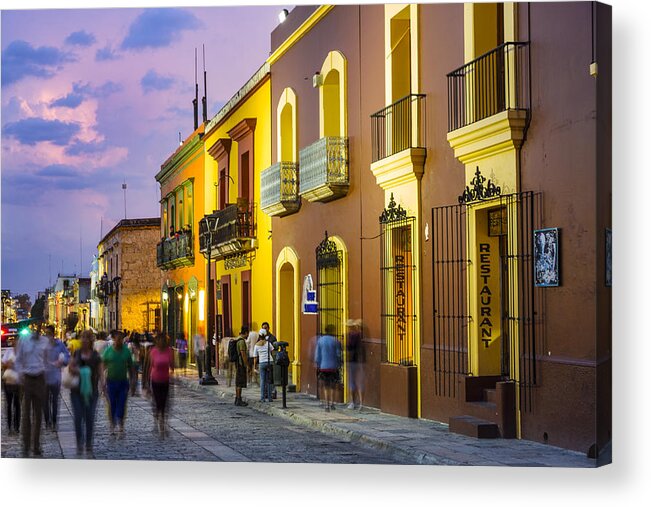 People Acrylic Print featuring the photograph Macedonio Alcala Street in Oaxaca by Gonzalo Azumendi