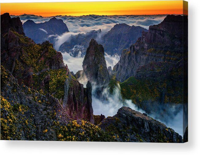Madeira Acrylic Print featuring the photograph Madeira Peaks by Evgeni Dinev