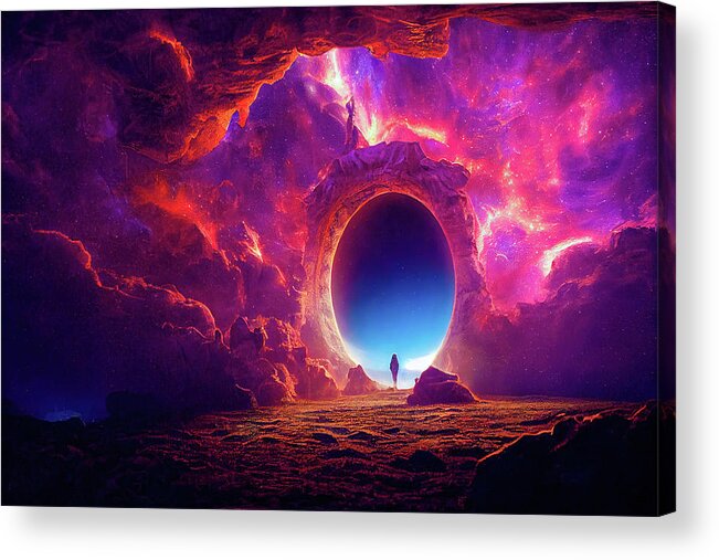 Portal Acrylic Print featuring the digital art Magical Portal 03 Colorful Galaxy by Matthias Hauser
