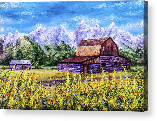 Barn Acrylic Print featuring the painting Majestic Serenity by Bari Rhys