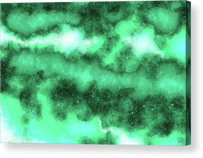 Malachite Haze Acrylic Print featuring the mixed media Malachite Haze - Contemporary Abstract - Abstract Expressionist painting - Green, Jade, Emerald by Studio Grafiikka