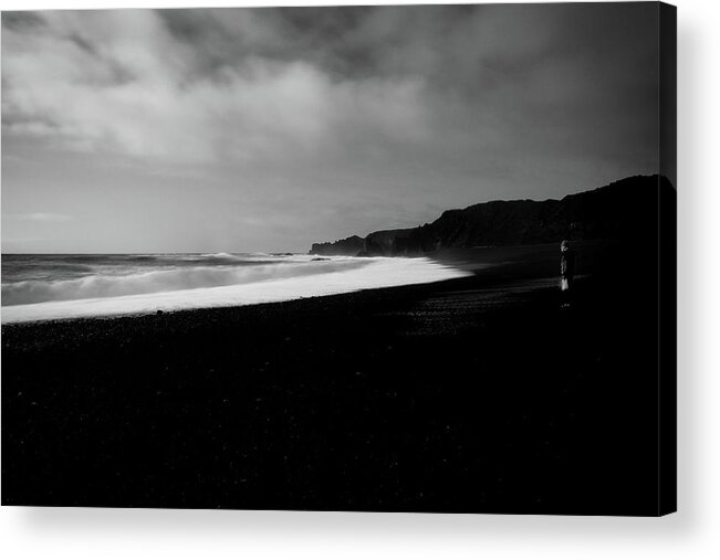 Clouds Acrylic Print featuring the photograph Man and the ocean - Snaefellsnes, Iceland by George Vlachos