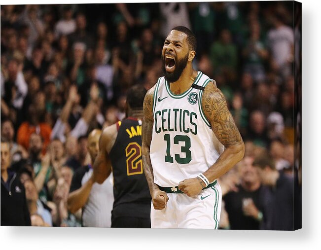 Playoffs Acrylic Print featuring the photograph Marcus Morris and Lebron James by Maddie Meyer
