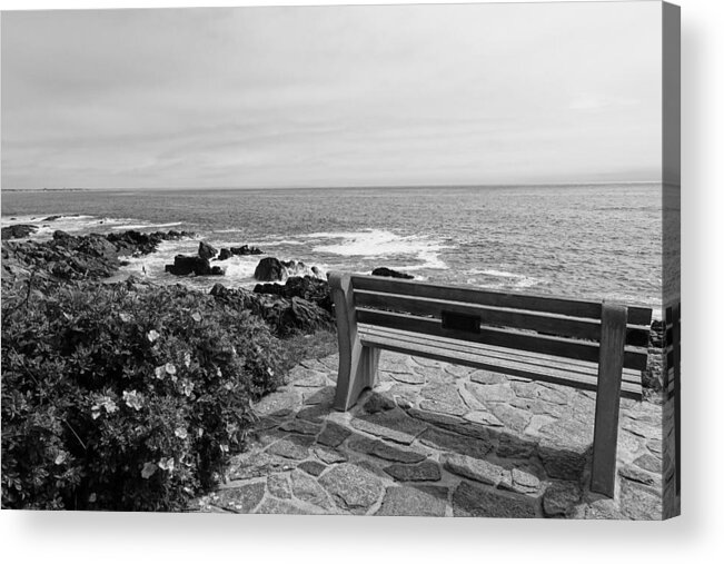 Maine Acrylic Print featuring the photograph Marginal Way BW by Patricia Caron