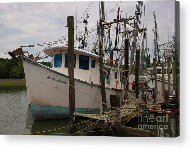 Marla-brooke Acrylic Print featuring the photograph Marla Brooke Shrimp Boat - Dockside - McCllellanville South Carolina by Dale Powell
