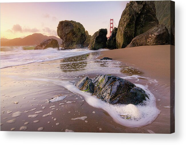 California Acrylic Print featuring the photograph Marshall's Beach at Sunset by Kristen Wilkinson
