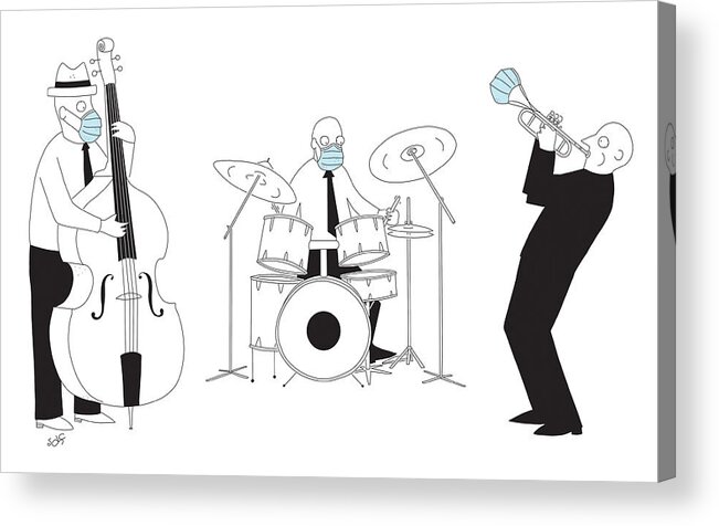 Captionless Acrylic Print featuring the drawing Masked Band by Seth Fleishman