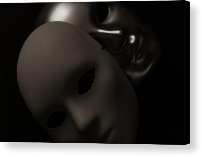 Mask Acrylic Print featuring the photograph Masks on Black by Amelia Pearn