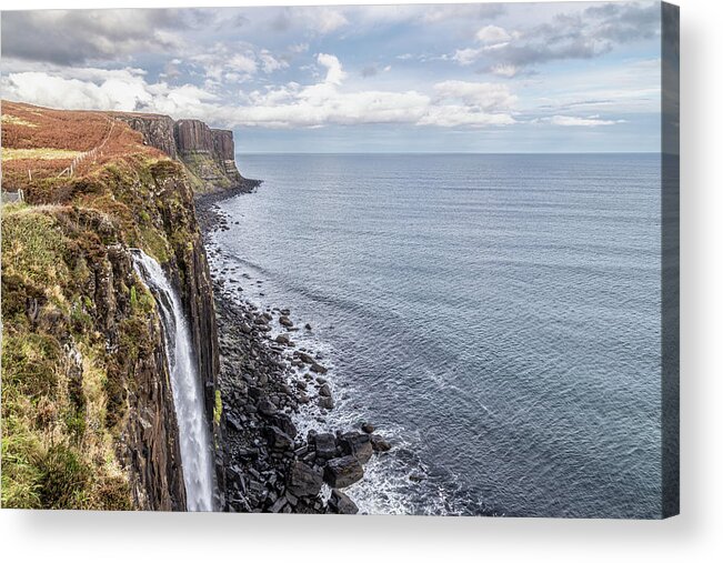 Mountains Acrylic Print featuring the photograph Mealt Waterfall and Kilt rocks by Shirley Mitchell
