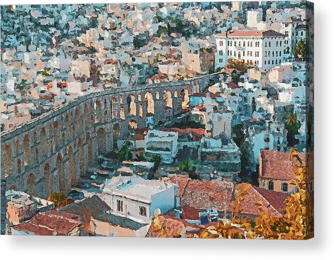 Kavala Acrylic Print featuring the photograph Medieval Aqueduct by Elias Pentikis