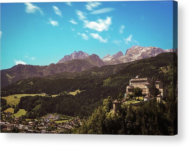 Reconstruction Acrylic Print featuring the photograph Medieval Hohenwerfen Castle by Vaclav Sonnek