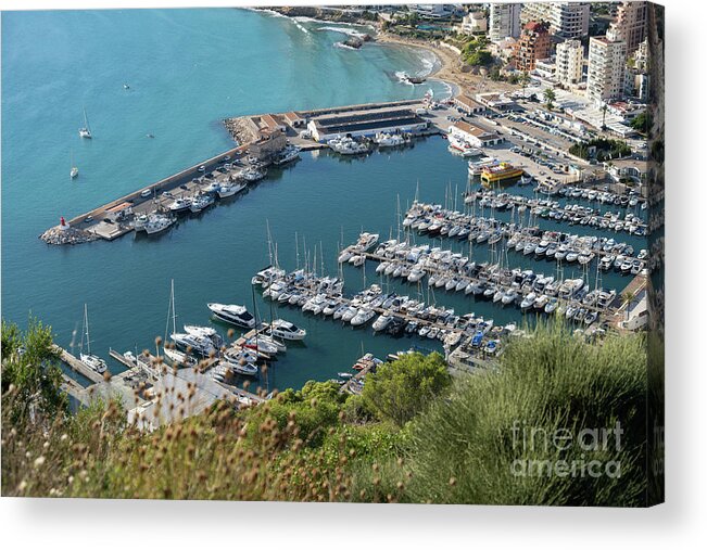 Mediterranean Acrylic Print featuring the photograph Mediterranean coast and port in Calpe 1 by Adriana Mueller