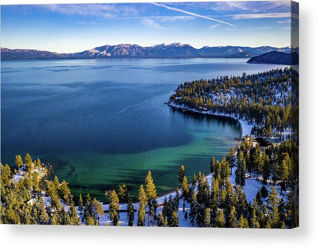 Drone Acrylic Print featuring the photograph Meeks Bay 3 by Clinton Ward