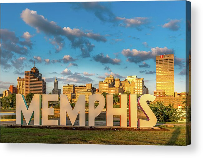 Bluff City Acrylic Print featuring the photograph MEMPHIS Sign by Darrell DeRosia