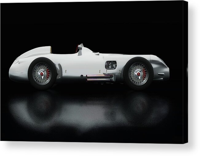1950 Acrylic Print featuring the photograph Mercedes W196 Silver Arrow Lateral View by Jan Keteleer