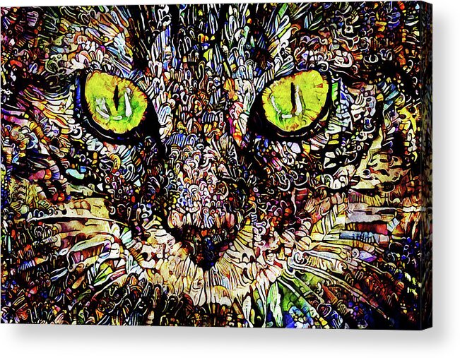 Tabby Cats Acrylic Print featuring the digital art Mesmerizing Tabby Cat Portrait by Peggy Collins