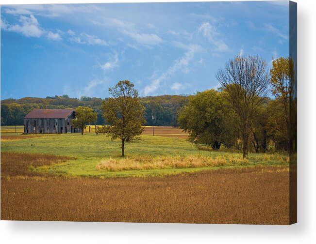 Barn Acrylic Print featuring the photograph Metal Barn sitting in the Missouri Countryside by George Strohl