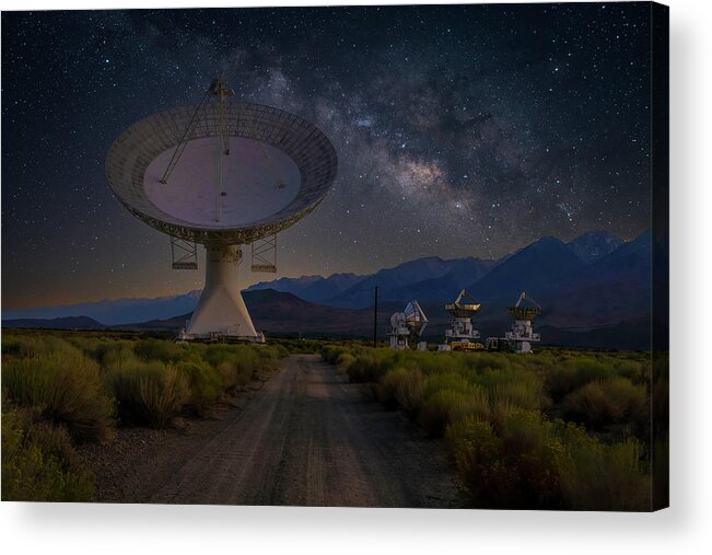Milky Way Acrylic Print featuring the photograph Milky Way and Radio Telescopes by Lindsay Thomson