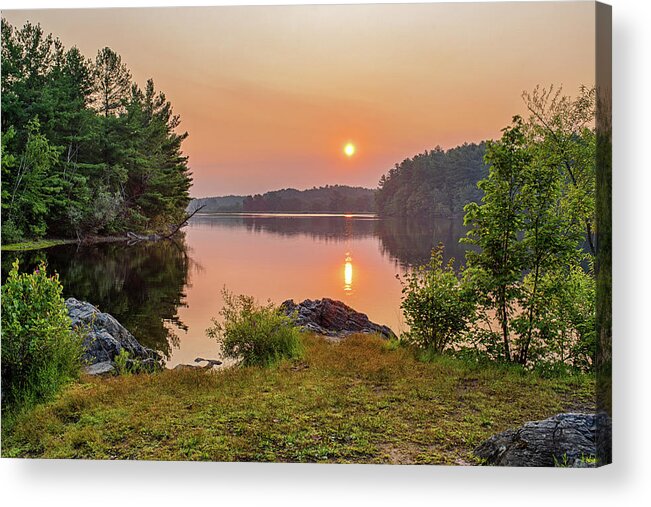 Burlington Acrylic Print featuring the photograph Mill Pond Sunrise in Burlington Massachusetts by Toby McGuire