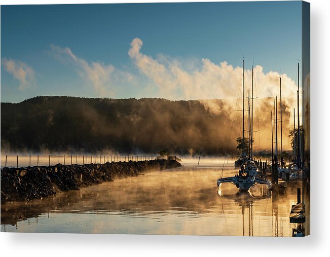 Landscape Acrylic Print featuring the photograph Mist on Seneca Lake by Chad Dikun