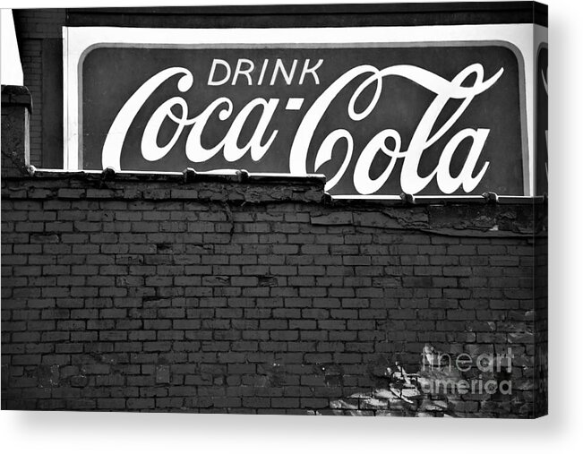 Coca-cola Sign Acrylic Print featuring the photograph Monocrome Coca-Cola by Julie Adair