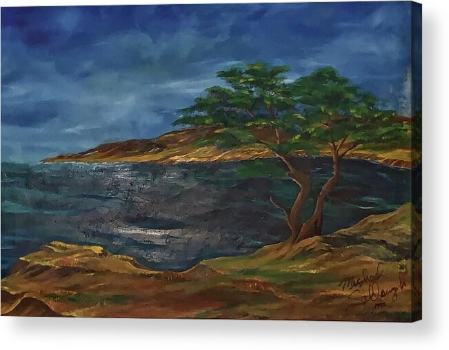 Monterey Cypress Acrylic Print featuring the painting Monterey Cypress by Michael Silbaugh
