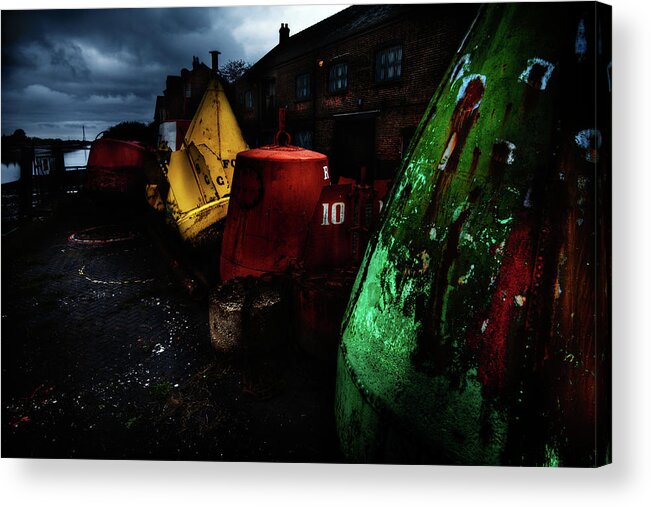 Europe Acrylic Print featuring the photograph Moody Buoys Ready to Float by Dennis Dame