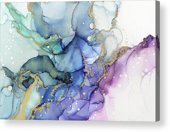 Abstract Ink Acrylic Print featuring the painting Moody Mermaid Bubbles Abstract Ink by Olga Shvartsur