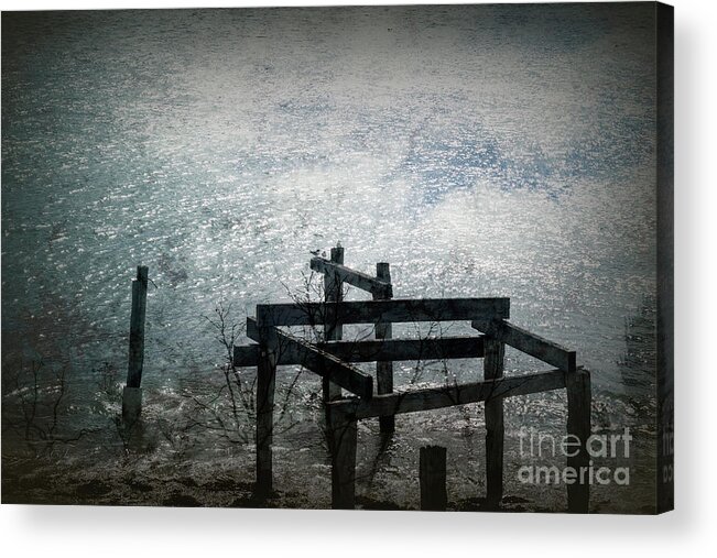 Photo Manipulation Acrylic Print featuring the photograph Moody Waters by Elaine Teague