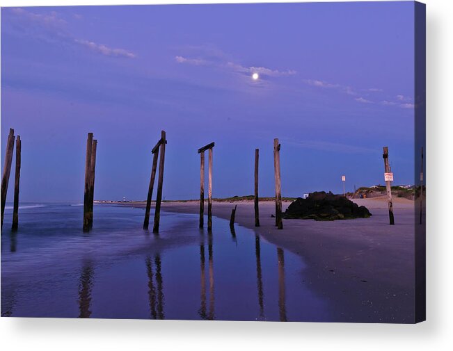 59th Pier Acrylic Print featuring the photograph Moon Light Piers by Louis Dallara