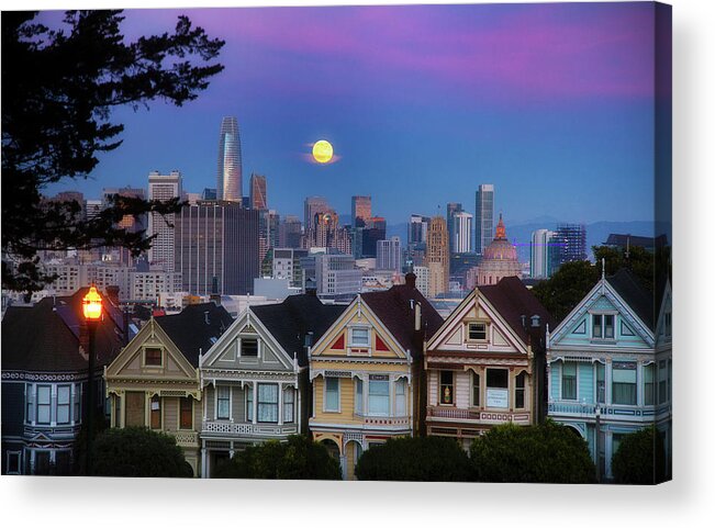  Acrylic Print featuring the photograph Moon over Painted Ladies by Louis Raphael