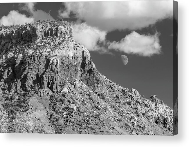 Moon Rise Acrylic Print featuring the photograph Moon Rise over Ghost Ranch by Allen Carroll