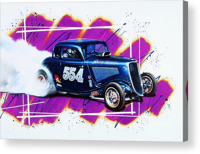 Nhra Funny Car Hell Fire Nitro Top Fuel Dragster Kenny Youngblood Acrylic Print featuring the painting Mooneyham and Sharp by Kenny Youngblood