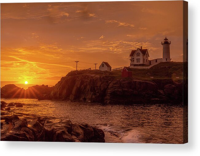 Lighthouse Acrylic Print featuring the photograph Morning in Maine - Nubble Lighthouse by Jack Peterson