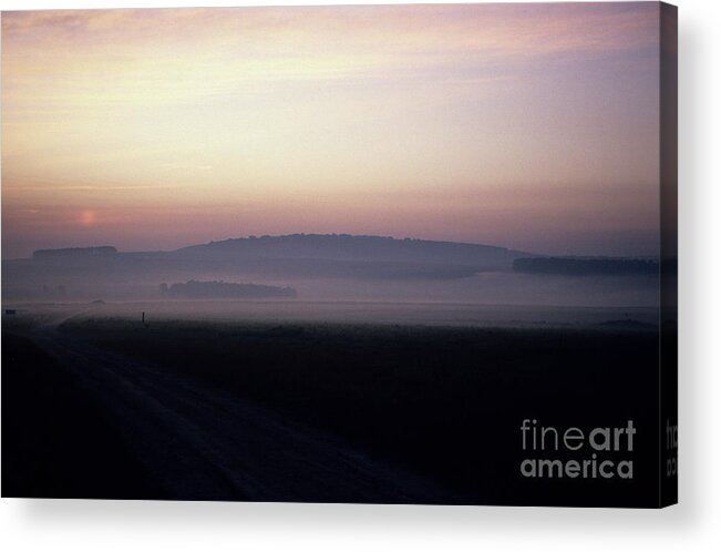 80025126 Acrylic Print featuring the photograph Morning Mist on Salisbury Plain by Patrick G Haynes