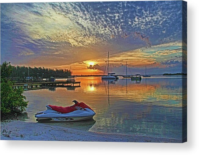 Boat Acrylic Print featuring the photograph Morning Peace - Florida Sunrise by HH Photography of Florida