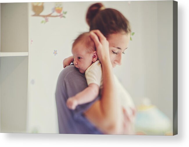 Mid Adult Acrylic Print featuring the photograph Mother and baby daughter by Sally Anscombe