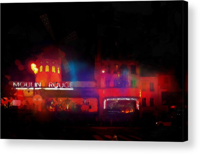 Moulin Rouge Acrylic Print featuring the digital art Moulin Rouge, Paris by Jerzy Czyz