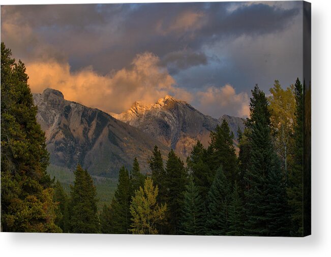 Banff Acrylic Print featuring the photograph Banff Mountain Light At Sunset by Stephen Vecchiotti