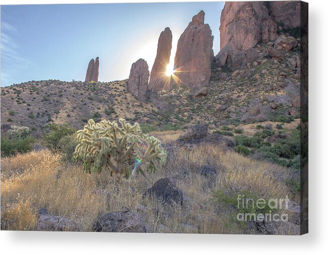 Superstition Acrylic Print featuring the photograph Mountain sunrise by Darrell Foster
