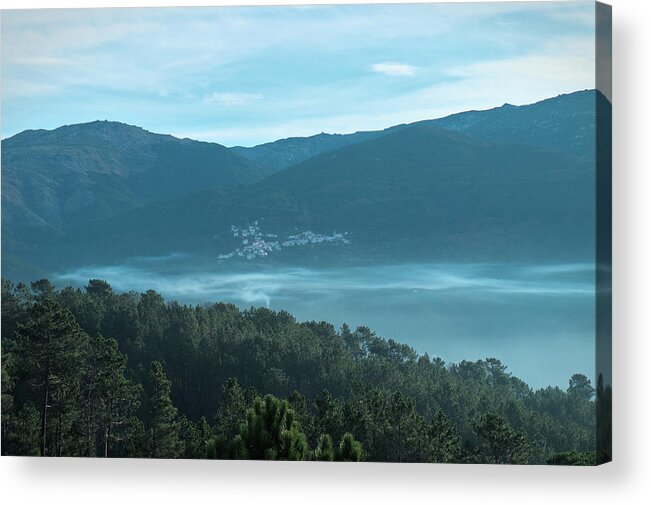 Serra Da Estrela Acrylic Print featuring the photograph Mountains of Serra de Estrela in the morning by Angelo DeVal