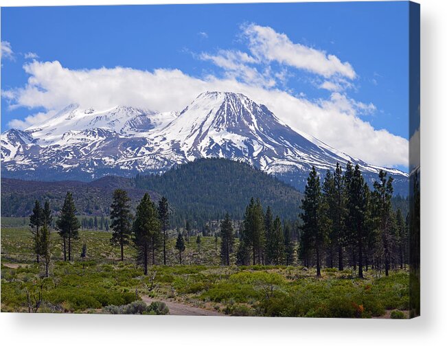  Acrylic Print featuring the digital art Mt, Shasta by Fred Loring