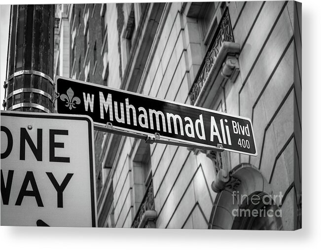 Muhammad Ali Sign Acrylic Print featuring the photograph Muhammad Ali Blvd Sign - Louisville - Kentucky by Gary Whitton